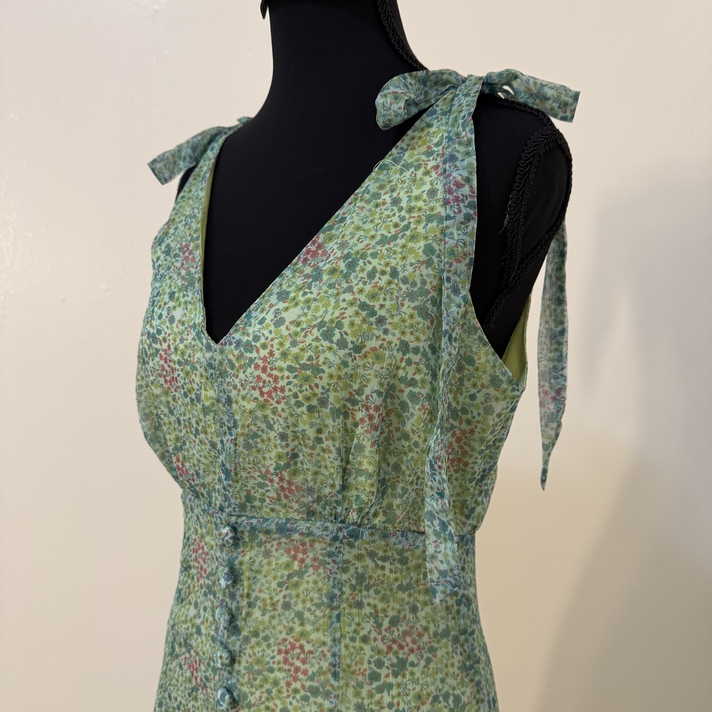 Floral Green Sleeveless Maxi Dress - Picture 8 of 12